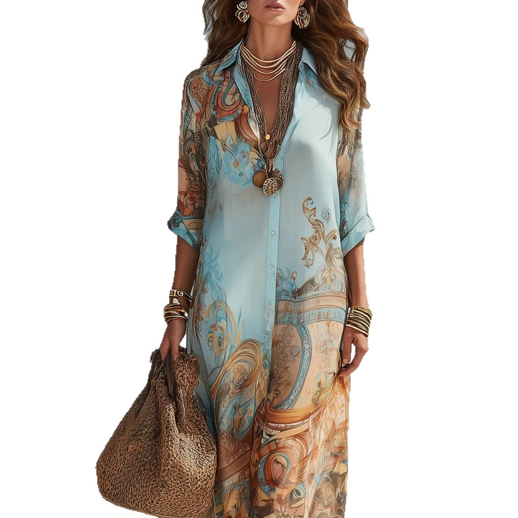 Flowy Retro Print Dress