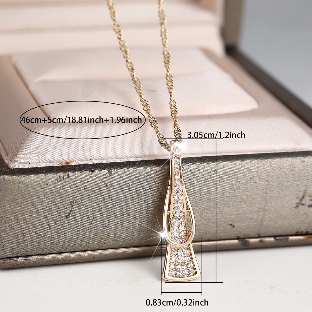 Geometric Champagne Gold White Diamond Necklace